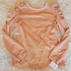 BCBG Girls Pink Ruffle Sleeve Top, open shoulder